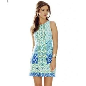 Lilly Pulitzer Perla Shift Dress fish Scale Scuba neoprene Beach Preppy Small B1